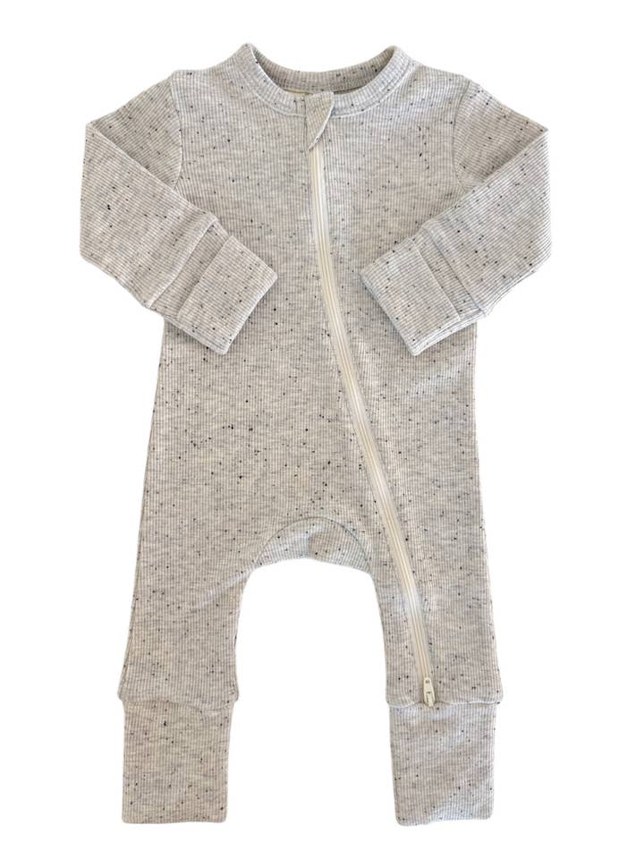 SIIX Collection - Wholesale Jumpsuit - Baby - Heather Speckle / 2-Way Zip Romper