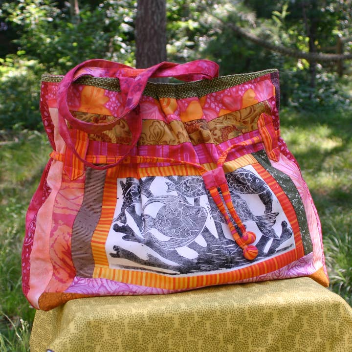 'Pwason' Fish Print Shoulder Bag for wholesale by Atizan Goods by PeaceQuilts