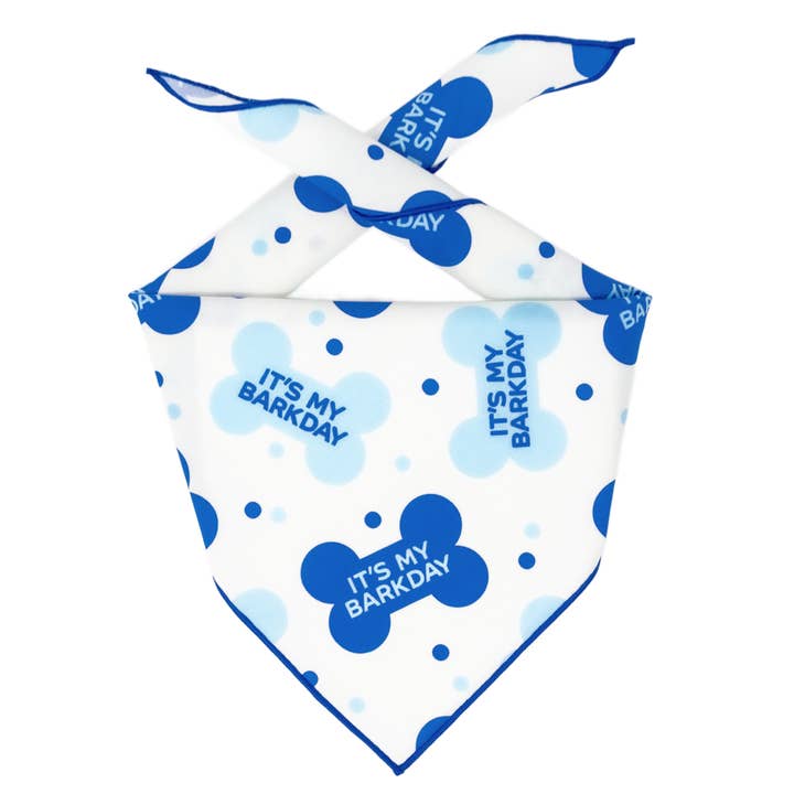 It's My Barkday Dog Bandana, Blue Bones for wholesale by Paisley Paw Designs