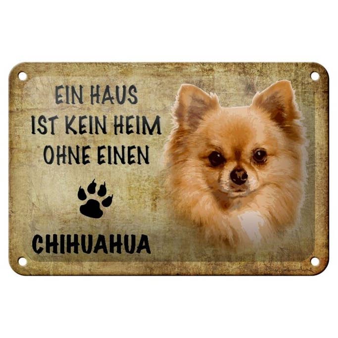 Tin sign saying 18x12 cm Chihuahua dog without no home decoration sign for wholesale by Femer