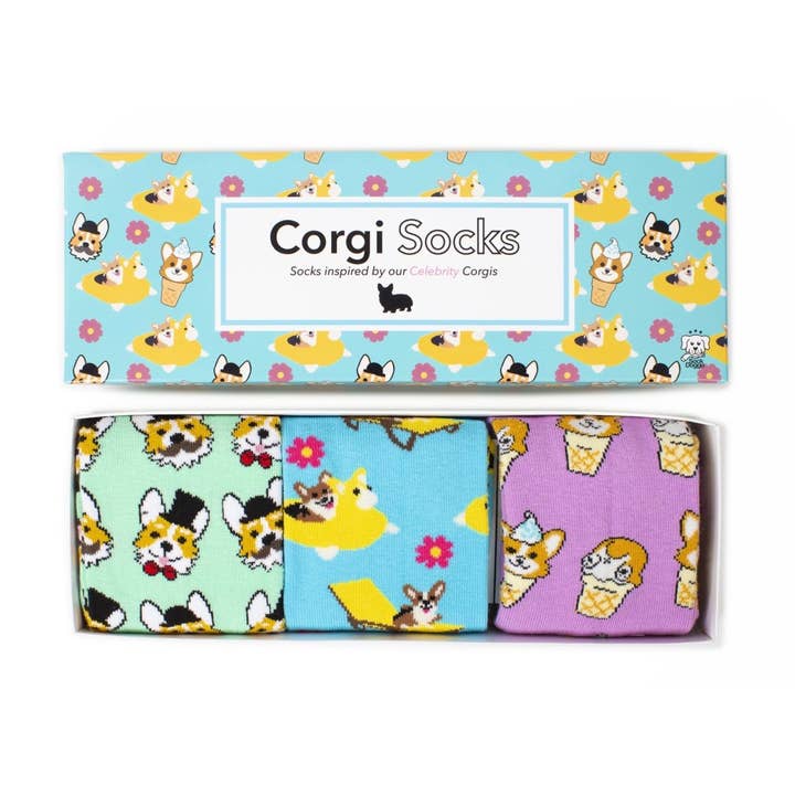 Uniseks sokken - Celebrity Doggos - Corgi Designs - 3 stuks voor wholesale door Sock Doggo