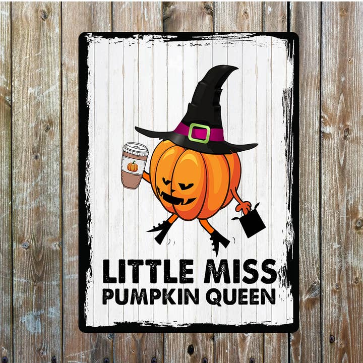 Pumpkin witch art Metal Wall Sign for wholesale by The British Metal Signs Company