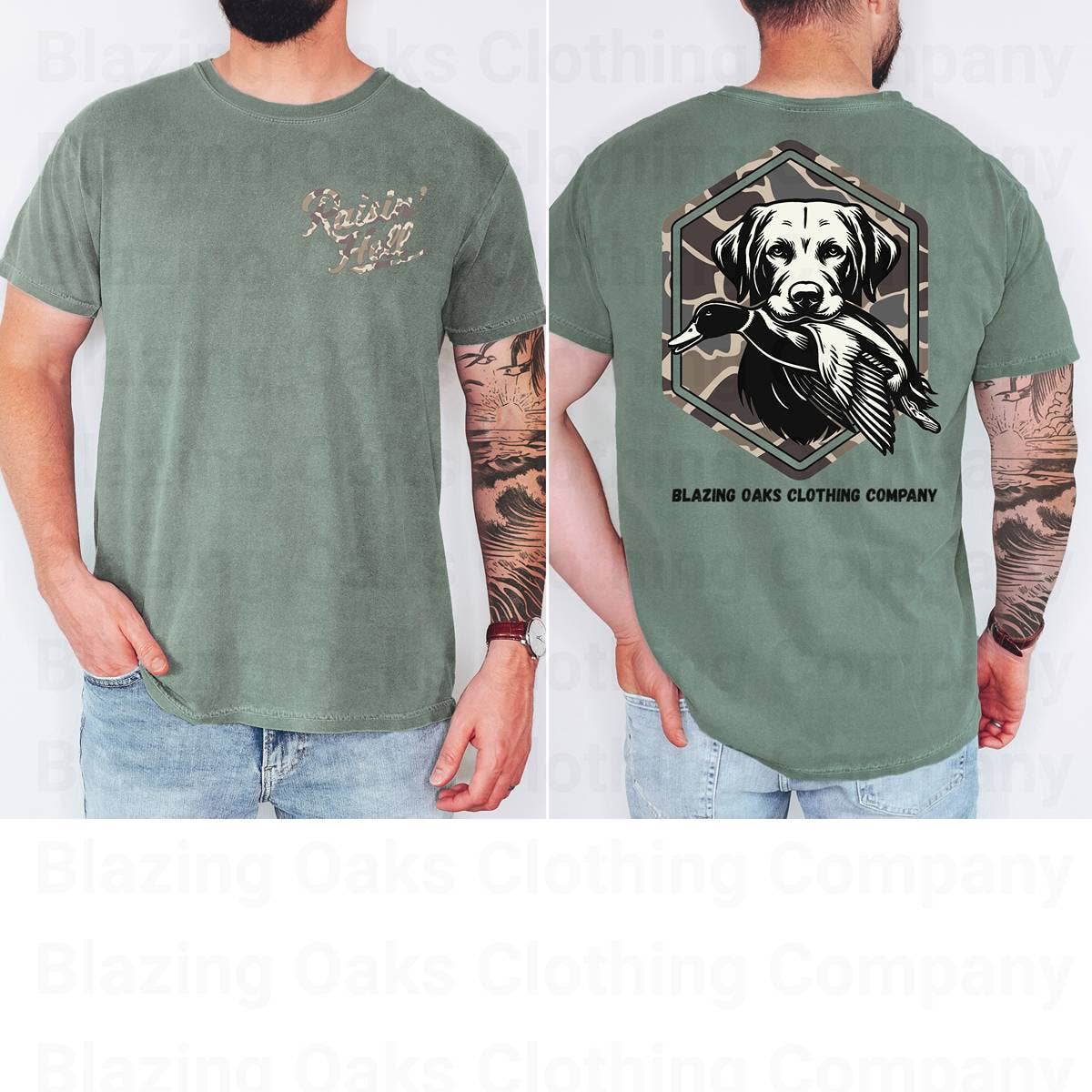 Blazing Oaks Clothing Company - Wholesale T-Shirt (Graphic) - Men's - Raisin' Hell Camo Hunting Short Sleeve Shirt