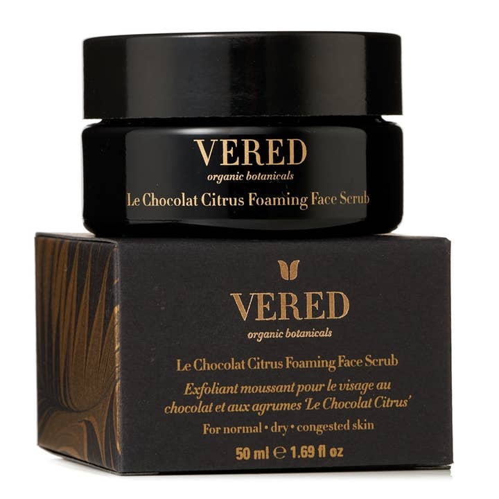 Gommage Moussant pour le Visage au Chocolat et Agrumes pour la vente par Vered Organic Botanicals