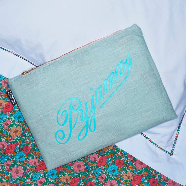 Funda de pijama de lino color menta para venta al por mayor de Catherine Colebrook