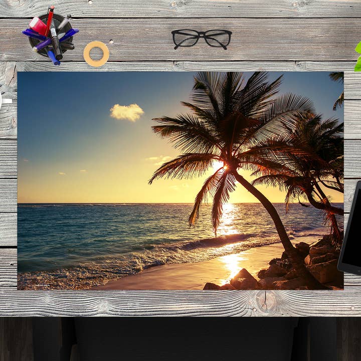 cover-your-desk - Wholesale Desk Pad - Vinyl desk pad - palm trees on the beach