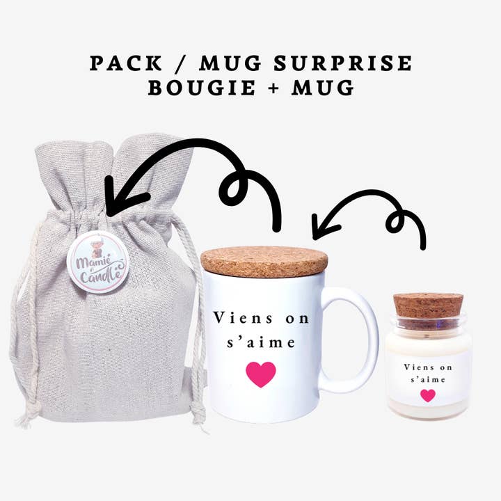 Mug Surprise - Viens on s'aime pour la vente par MAMIE CANDLE