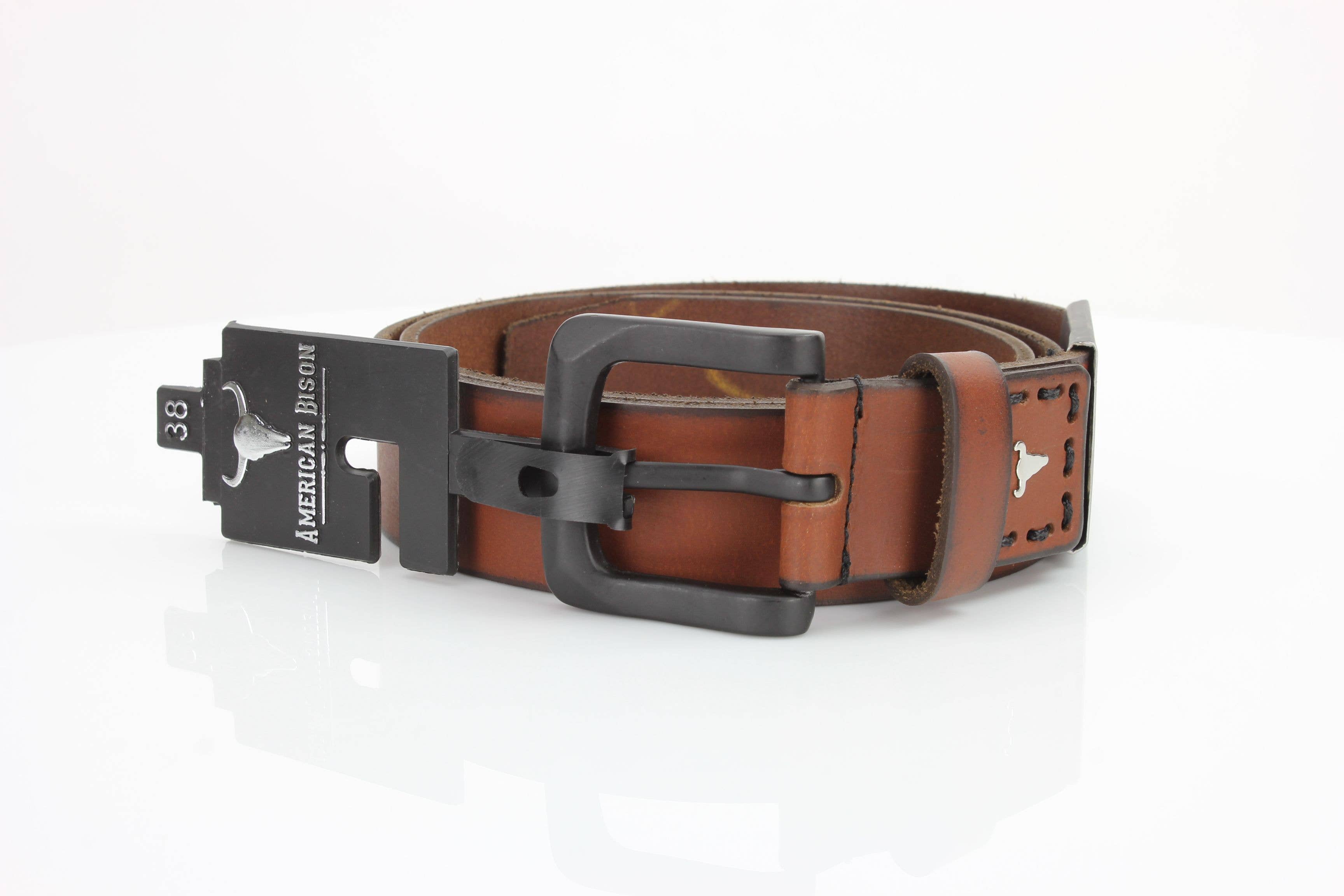 Leather Impressions Inc - Vente Ceinture – unisexe - Ceinture en cuir classique avec coutures fines et logo - ABB 0106