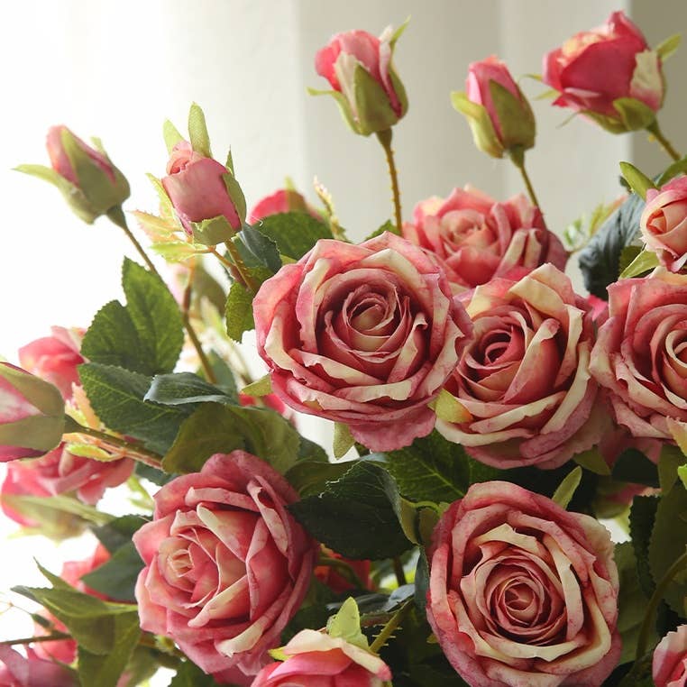 ACNITE(We cover U.S. import duties) - Wholesale Kunstbloemen - Zijden bloemstuk met 6 koppen sneeuwrozen voor woondecoratie6