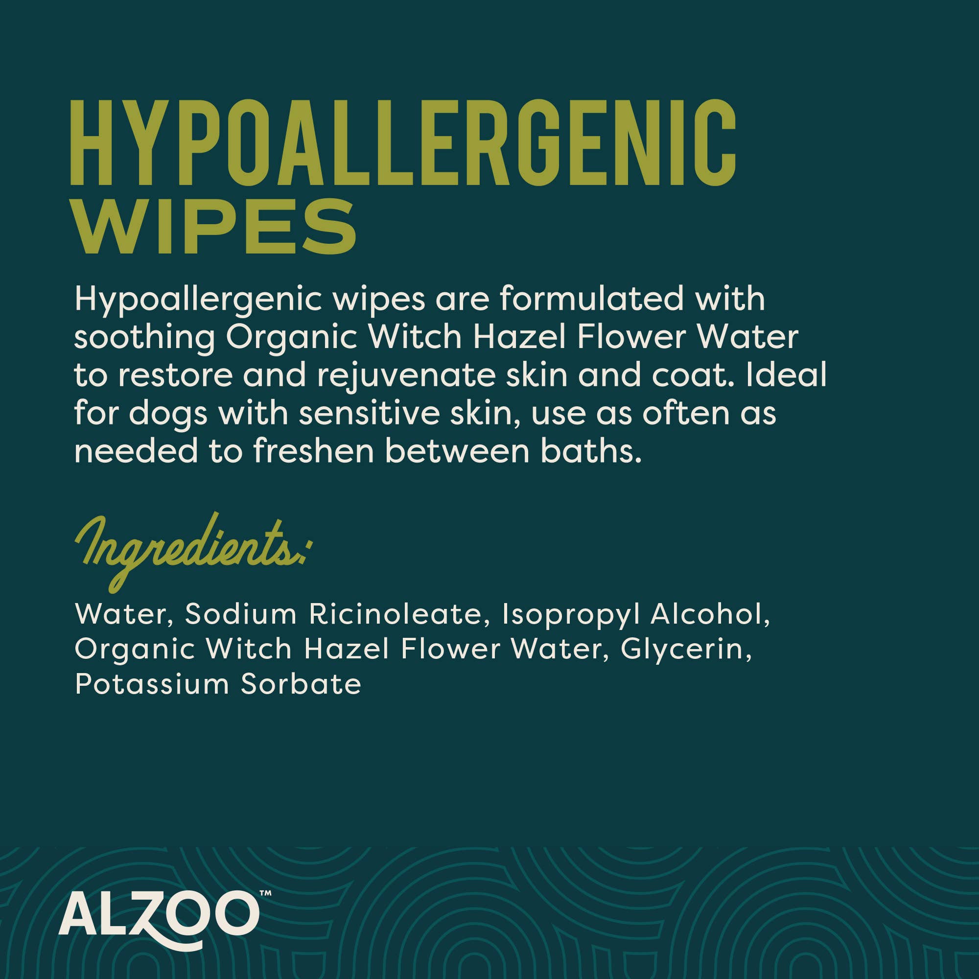 ALZOO - Wholesale Pet Grooming Aid - Dog - ALZOO PLANT-BASED HYPOALLERGENIC WIPES 100CT2