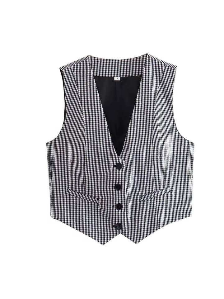 Sweetkama - Wholesale Suit Vest - Women's - Ladies Solid Color Sleeveless V-Neck Vest A195311