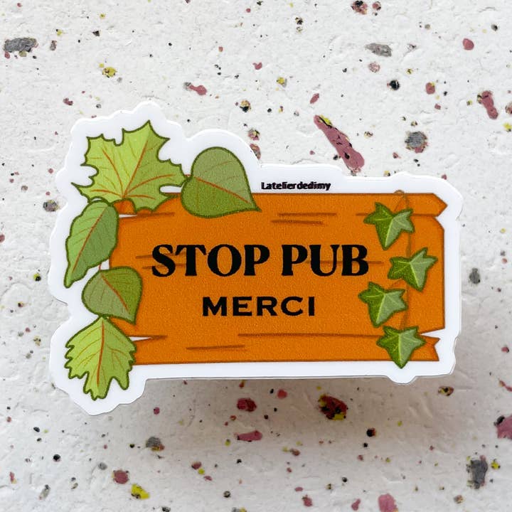 Targa adesiva STOP PUB in legno, per cassetta delle lettere per la vendita all'ingrosso da parte di L’Atelier de DiMy