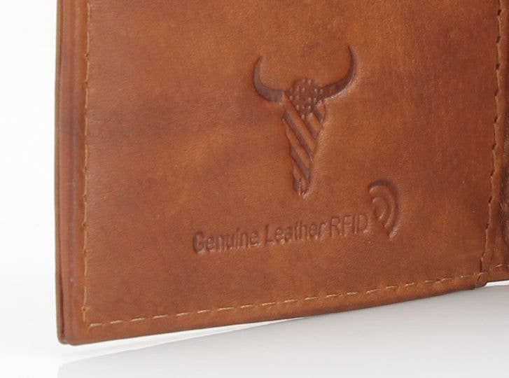 Leather Impressions Inc - Wholesale Money Clip - Unisex - American Bison Oil Pull Up Magnetic Money Clip Card Case 15711