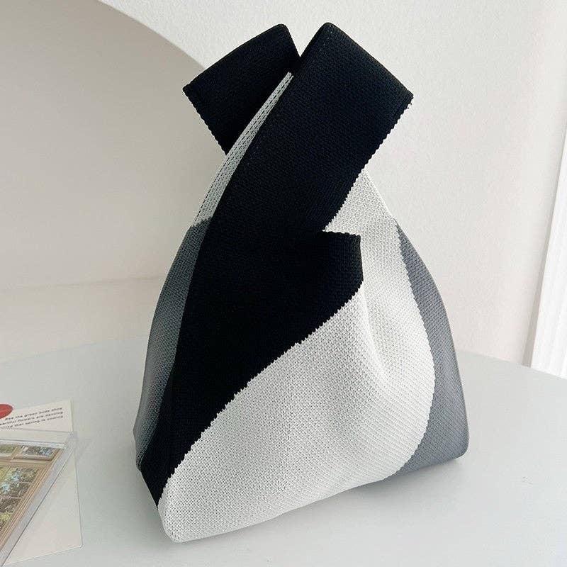 UZ Wholesale Store - Vente Tote bag – femme - Sac tricoté minimaliste polyvalent à blocs de couleurs3