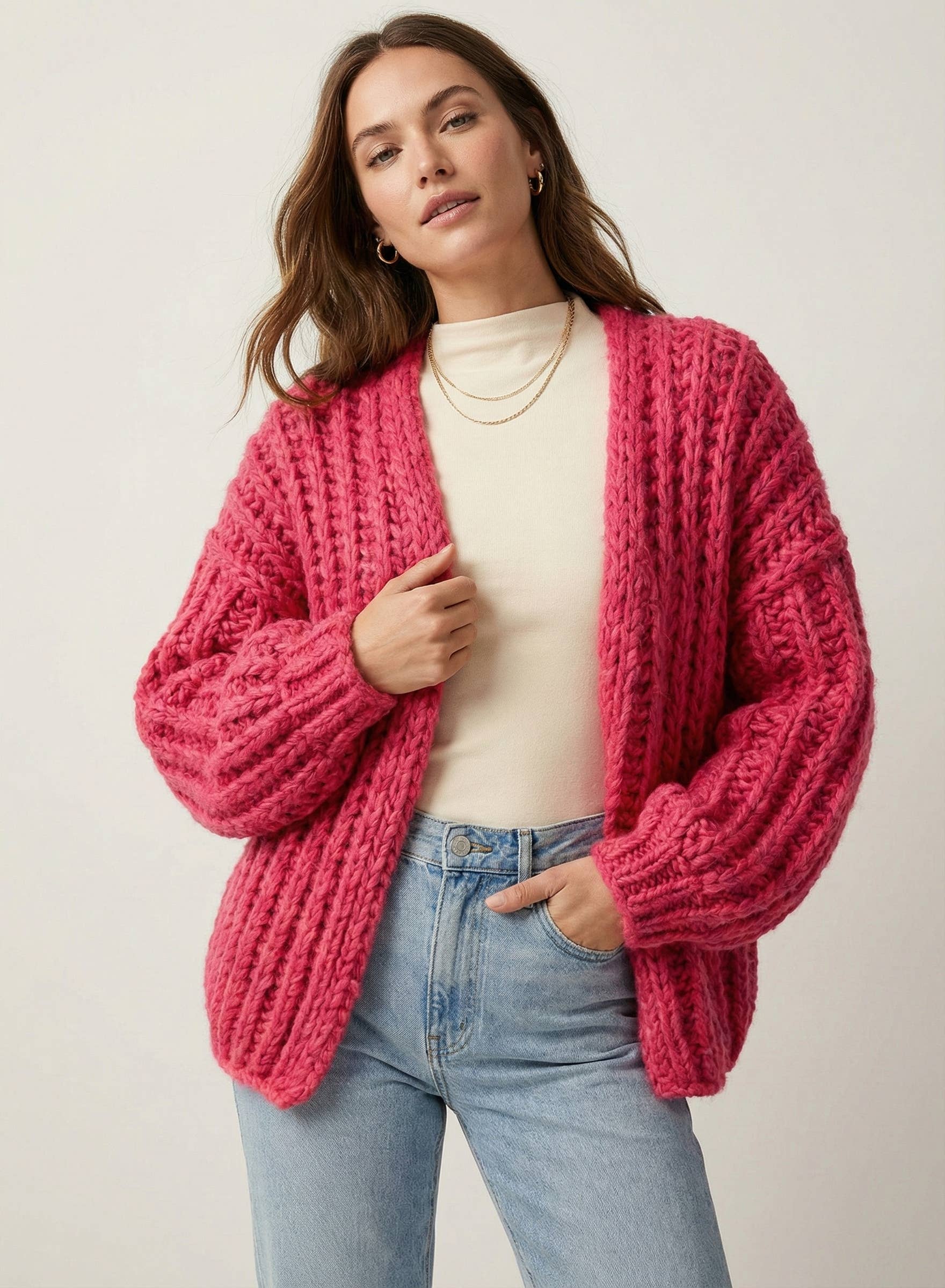 SAACHI - Wholesale Cardigan - Women's - Chunky Oversized Knit Cardigan0