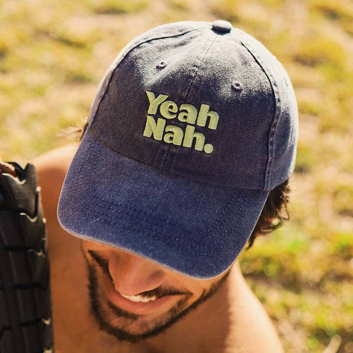 Yeah Nah Cotton Cap in Navy for wholesale on Faire1