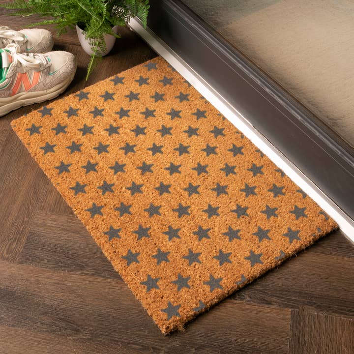 Grey Star Pattern Door Mat for wholesale by Artsy Mats