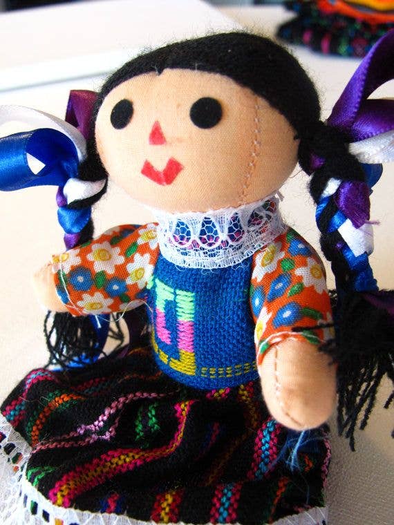 Sanyork Fair Trade - Wholesale Doll - Kids - Rag Doll Mexican Muneca School Fun Folk handmade Dolls 5" in1