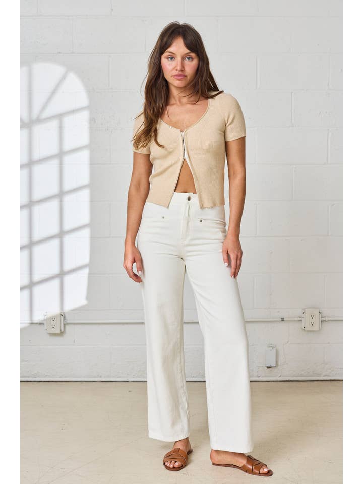 White PP18380 - Elena Straight Fit Pants for wholesale on Faire