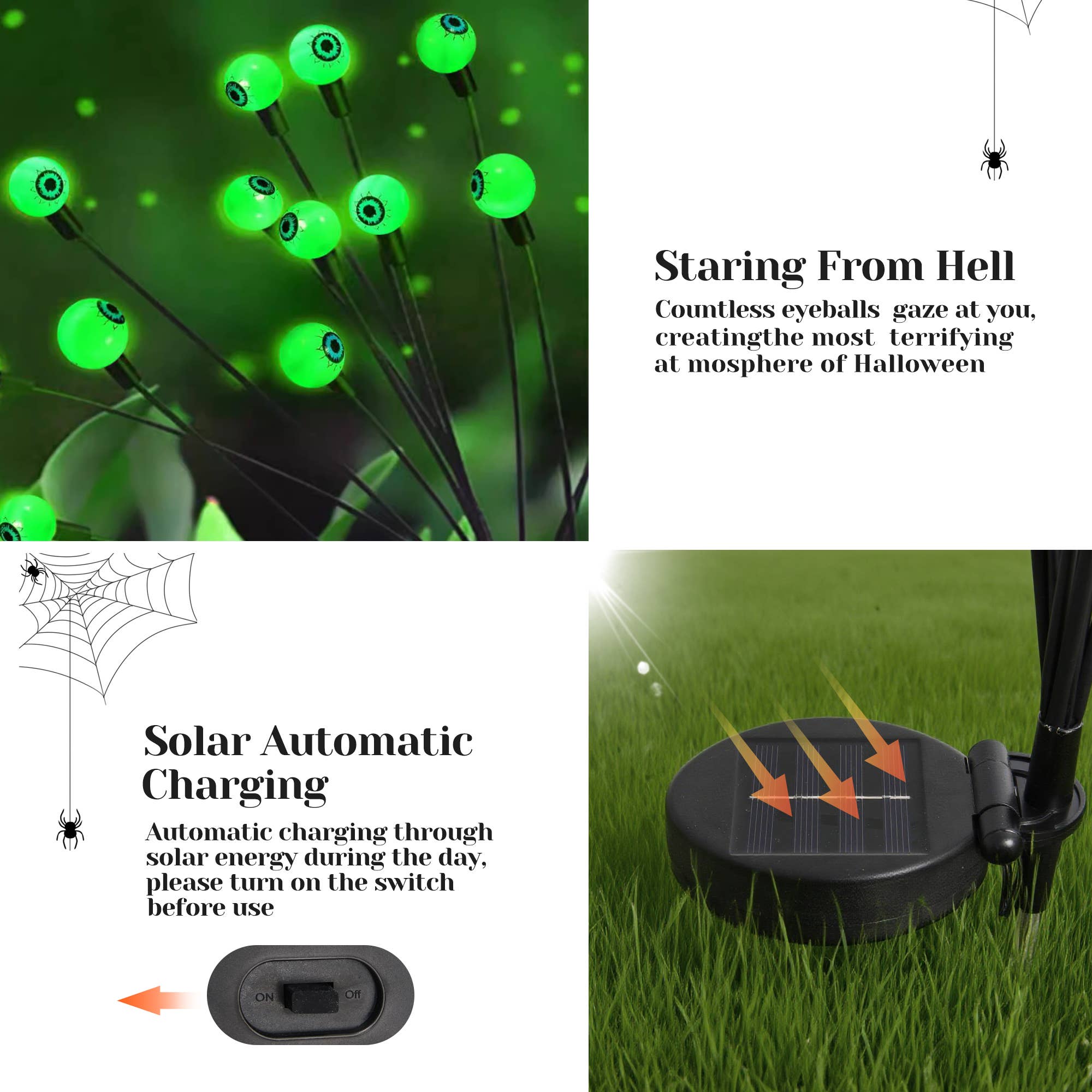 Heynemo - Wholesale Outdoor Ornament/Decor - Solar Halloween Eyeball Lights Outdoor, 8 Pieces LED Eyes5