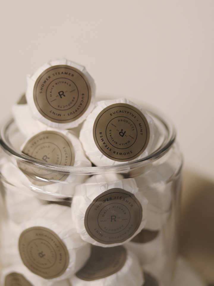 Shower Steamer | Eucalyptus + Mint | Paper Wrapped for wholesale by Daily Rhythms