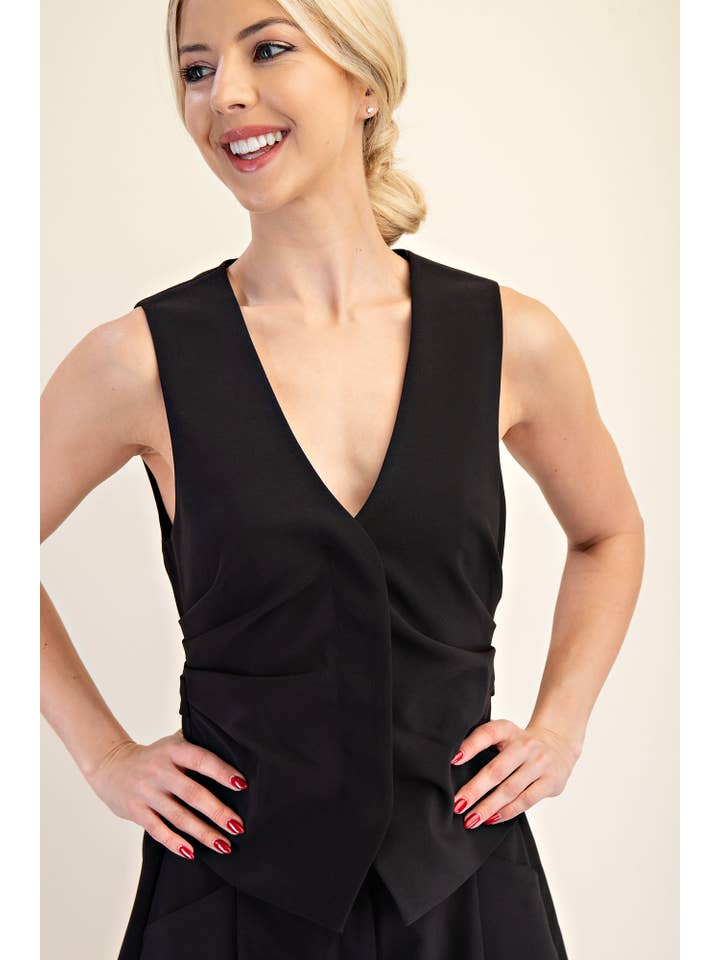Glam - Wholesale Suit Vest - Women's - Ruched Tailored Vest