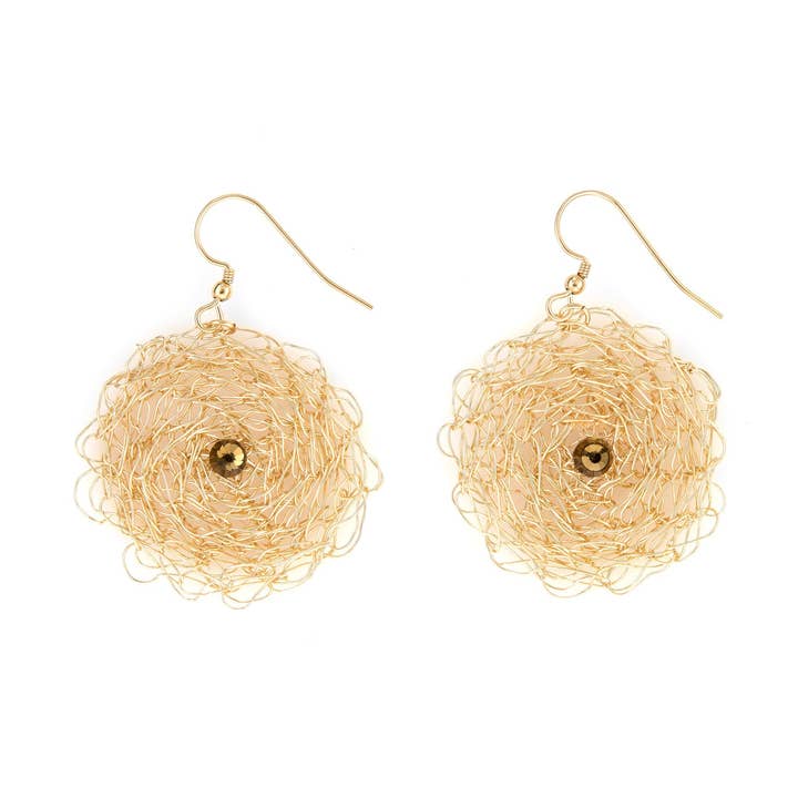 Disc Earring with Crystal Centerpiece for wholesale by Misty Jane Jewelry