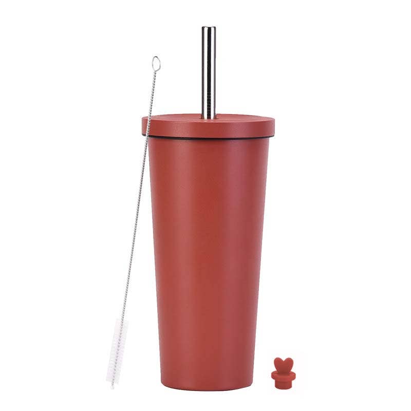 Candles Meta - Wholesale Insulated Mug/Tumbler - 710ml Silid Color Milk Tea Stainless Steel Cup with Straw5