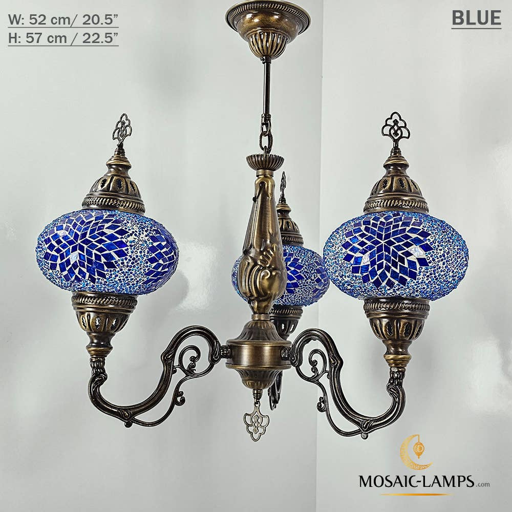 Mosaic Lamps – Candeeiro/lâmpada suspensa por atacado – Mosaico 3 Globo Feito à Mão Turco Marroquino Árabe Oriental Boh1
