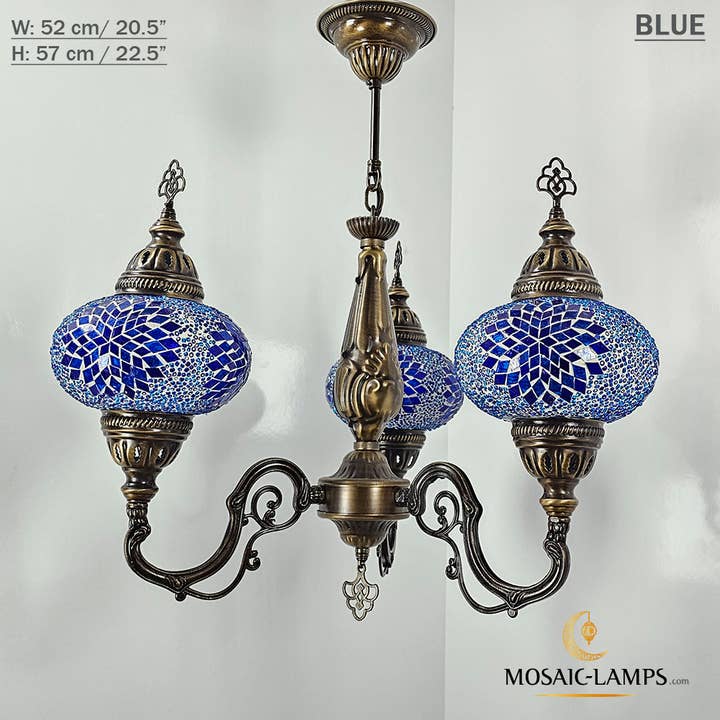 Mosaic Lamps – Candeeiro/lâmpada suspensa por atacado – Mosaico 3 Globo Feito à Mão Turco Marroquino Árabe Oriental Boh1