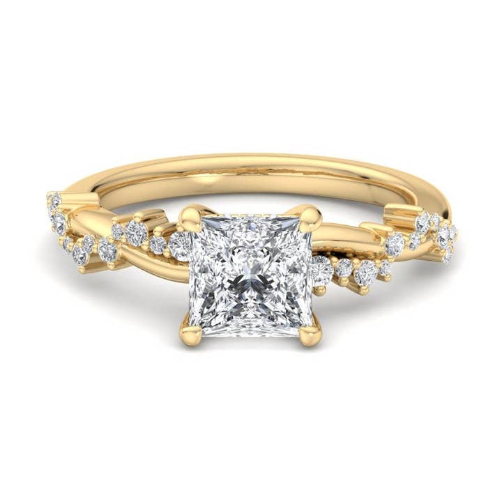 Classic Sparkle Pavé Princess Lab Grown Diamond Center Engagement Ring for wholesale by Caratina