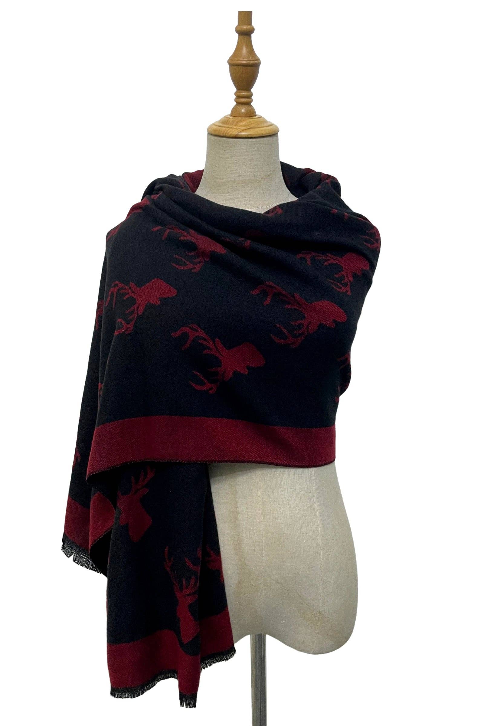 Fashion Scarf World - Vente Écharpe – femme - Écharpe en laine imprimé cerf5