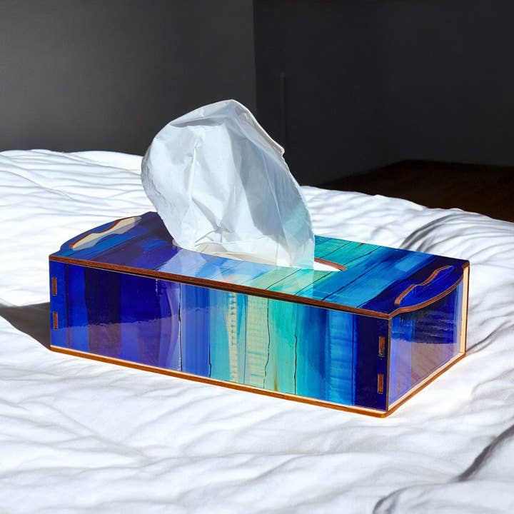 Scatola per fazzoletti, motivo: bordo blu oceano per la vendita all'ingrosso da parte di BoisMagique