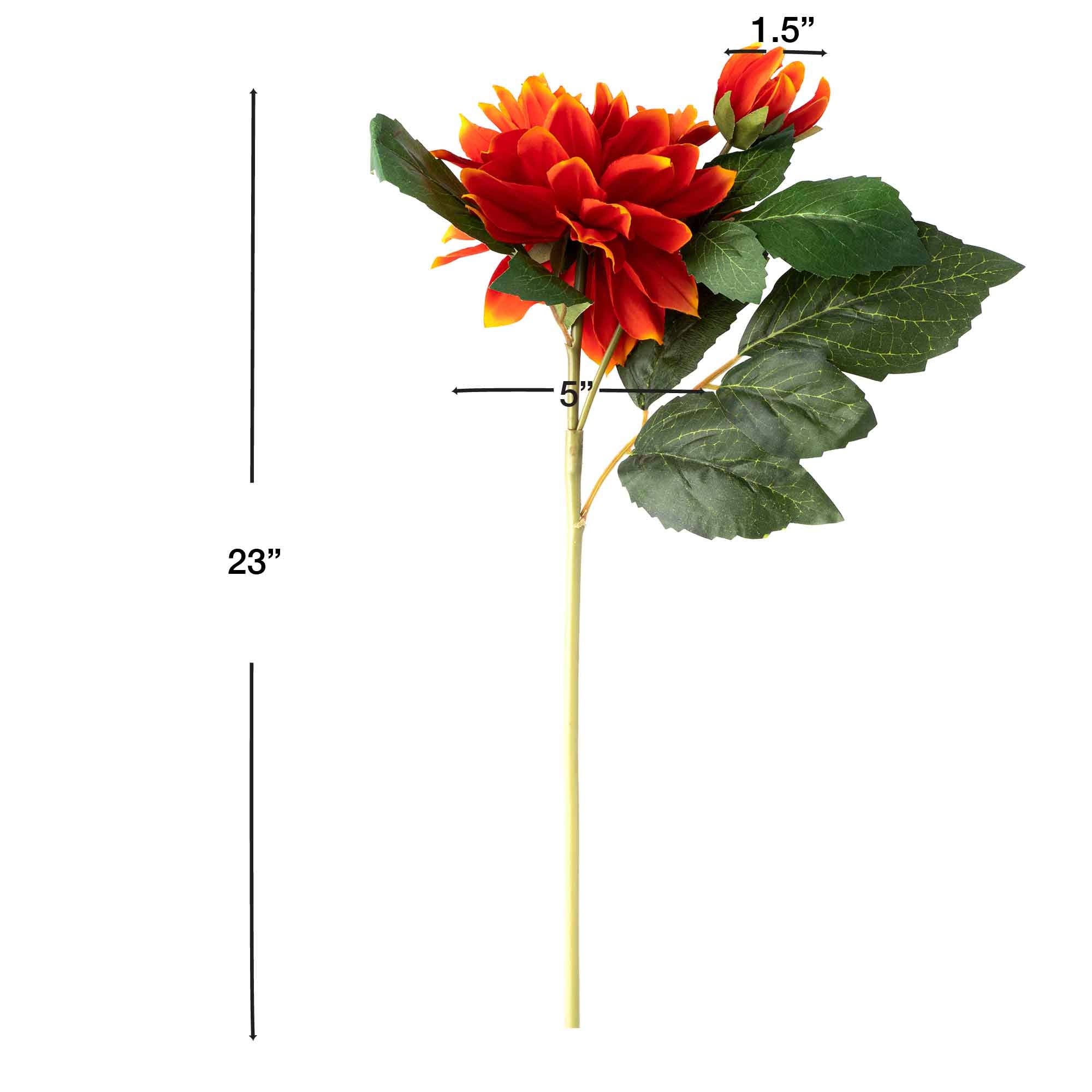 Portofino International Trading, USA - Wholesale Artificial Flowers - Faux Dahlia Stem 23" - Orange4