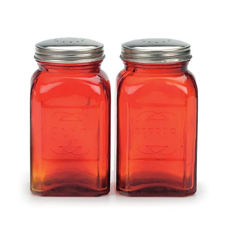 Retro Glass S&P Set - Red for wholesale by RSVP International