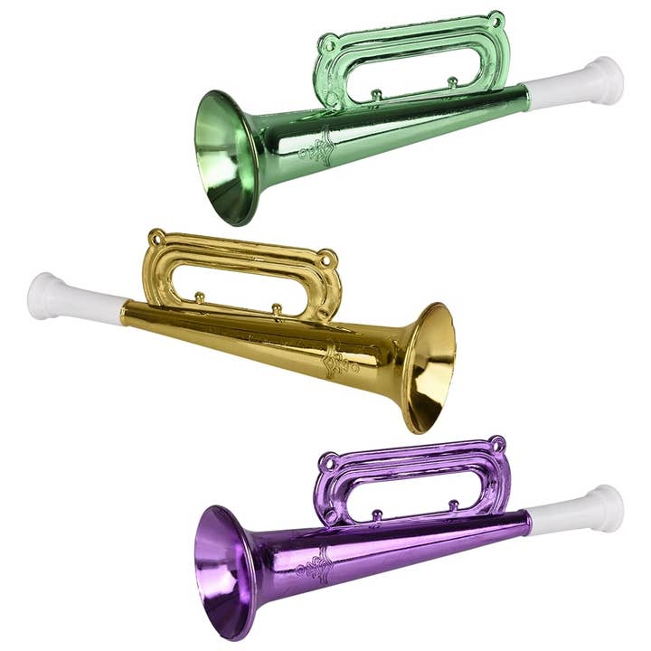 Mardi Gras Metallic Trumpet 7" - LLB Toys for wholesale by La Luna Bella - Toys