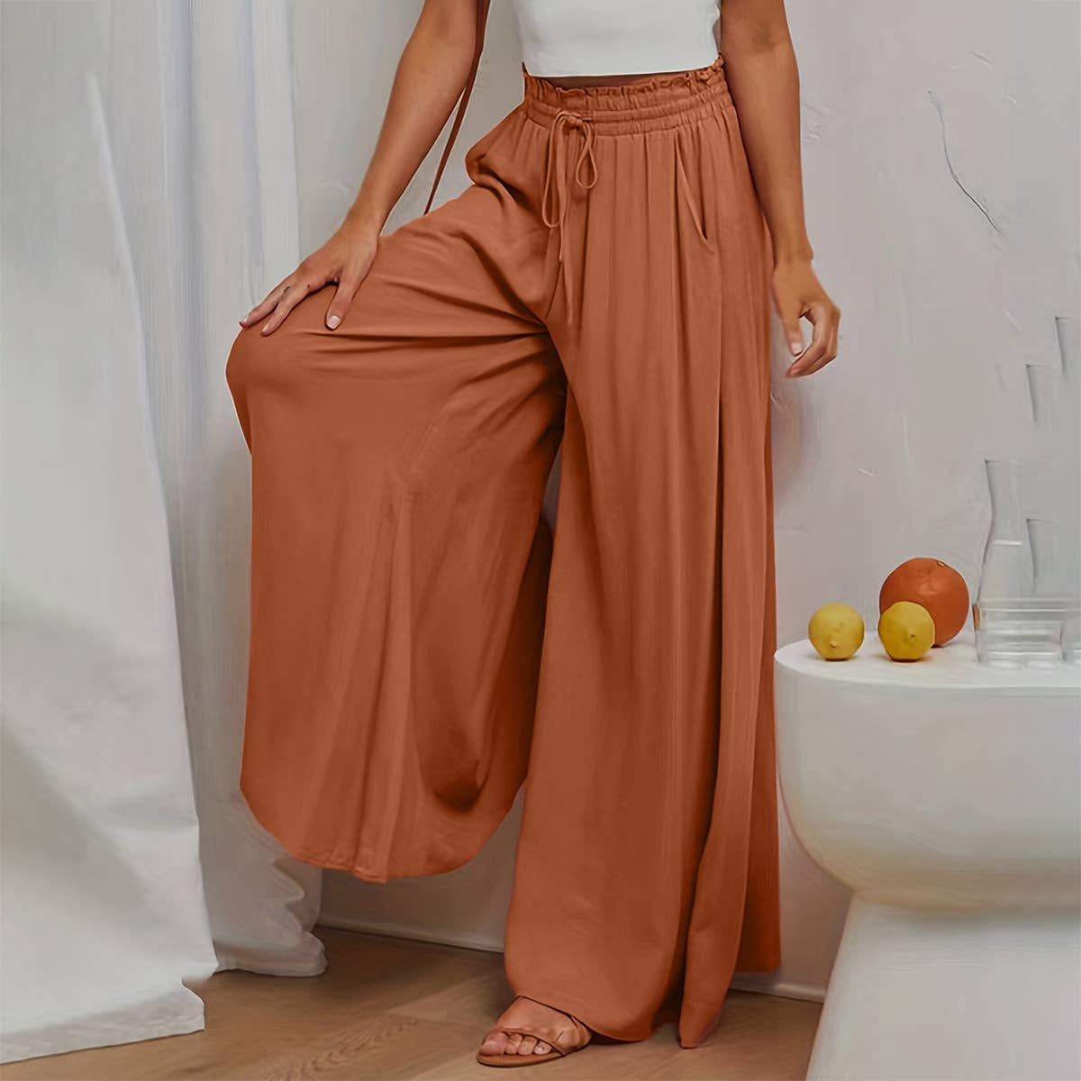 Lily Clothing - Wholesale Pants - Women's - High-Waisted Wide-Legged Pants Long Skirt Pants0