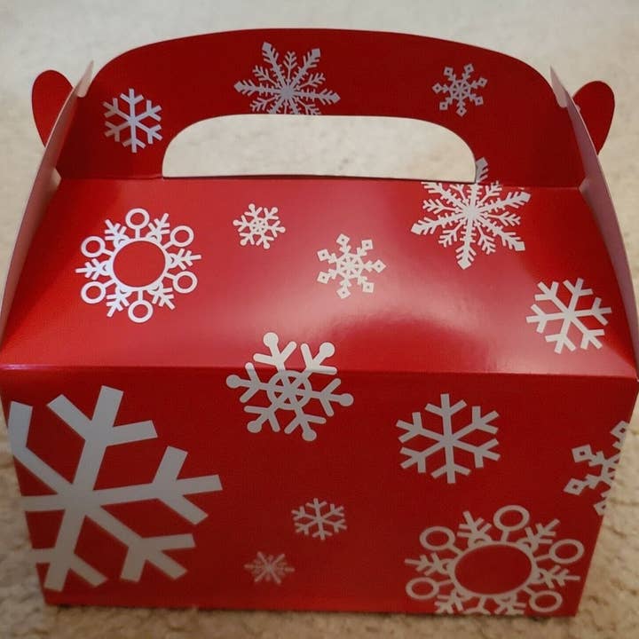 Party Expo, LLC - Wholesale Party Favor Bag/Box - Red & White Snowflake Treat Boxes