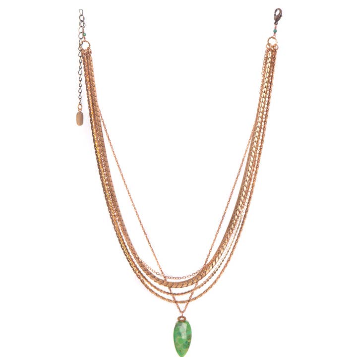 Amazon Necklace - Green Turquoise & Pink Amethyst Pendant for wholesale by Hailey Gerrits