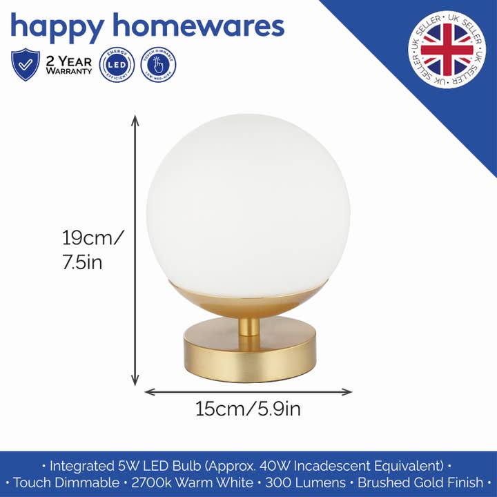 Gold Modern Touch Dimmable Led Globe Glass Table Lamp With for wholesale on Faire3