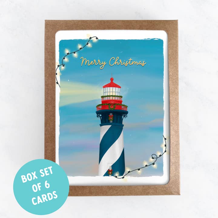 St Augustine Lighthouse Christmas Card Set - Box Set of 6 for wholesale by 25 Sweetpeas