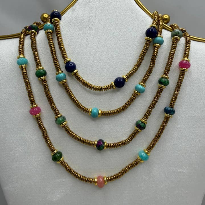 Hematite and Gemstone Necklace | Erika Williner Designs for wholesale by Erika Williner Designs