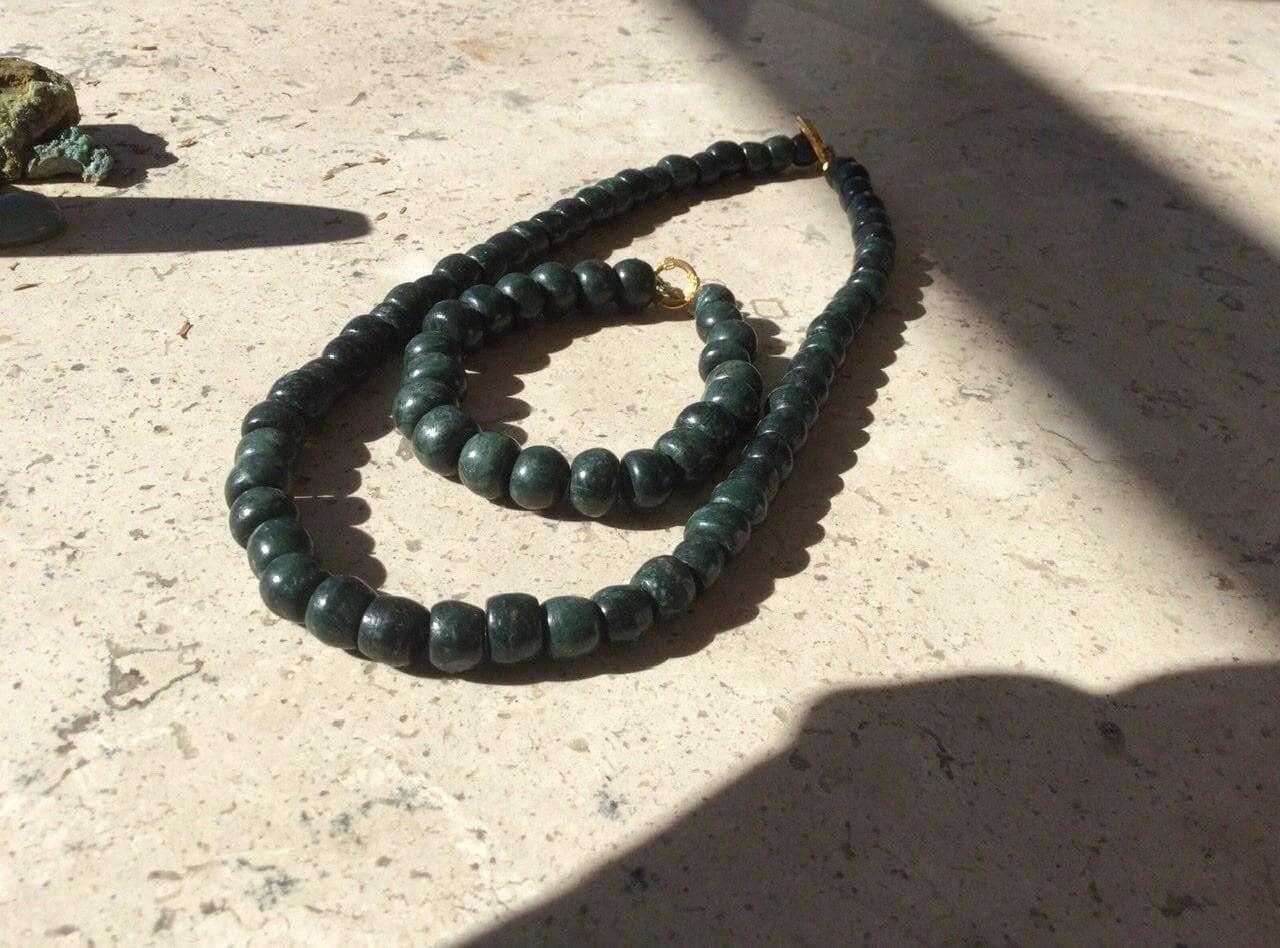 OllinMexica - Vendita all'ingrosso Bracciale con perline - Bracciale Maya come gioielli antichi in giada guatemalteca - Perline verde scuro - Serpentina guatemalteca - Stile precolombiano5