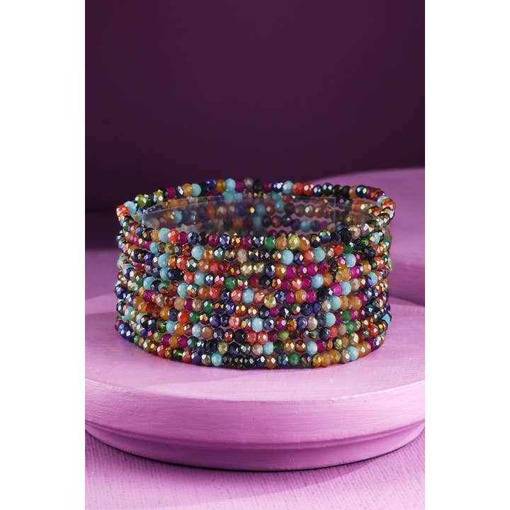 Urbanista - Wholesale Beaded Bracelet - 10 Piece Colorful Glass Bead Stretch Bracelet