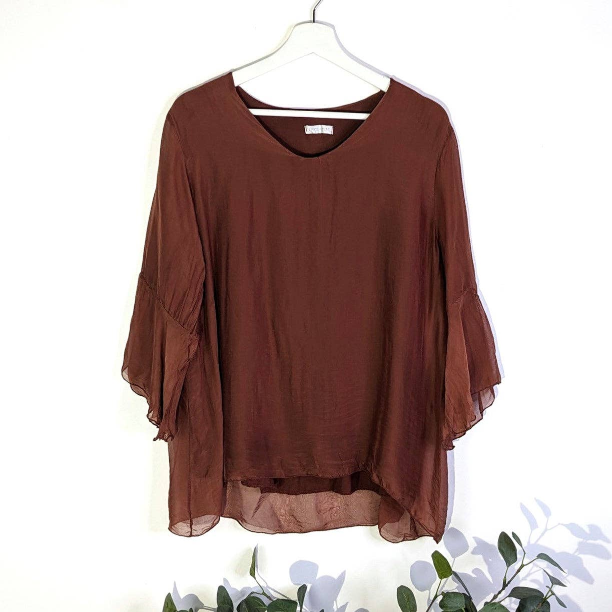 Tempest Designs - Vente Chemisier – femme - Haut en mélange de soie avec manches légèrement évasées (S-M)6