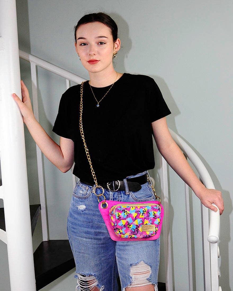Betsy Dare - Wholesale Crossbody Bag - Women's - Neon Confetti Print Lisa Convertible Crossbody/Belt Bag4