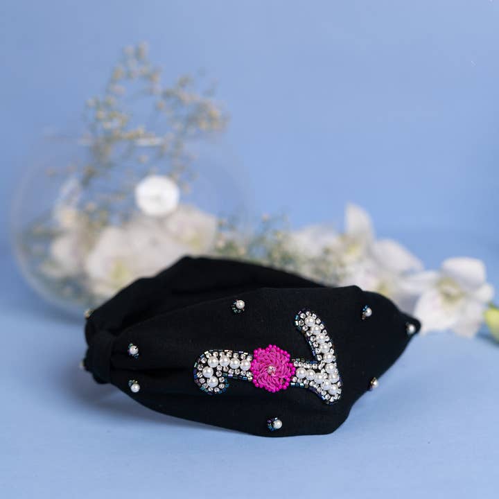 Betty Cooper Iniziale Embroidered Headband In Black - L for wholesale by Elaa