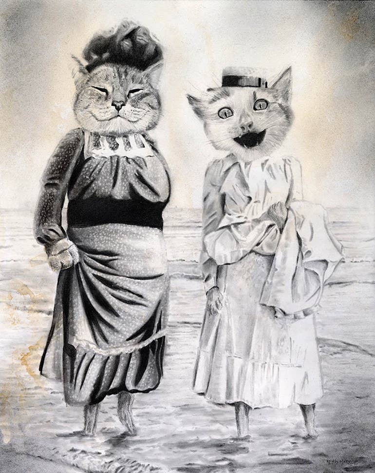 Keith Harrop - Pencil Art - Wholesale Ansichtkaartset - 10 verschillende ansichtkaarten. Set #3 Victoriaanse vintage dierenkunst1