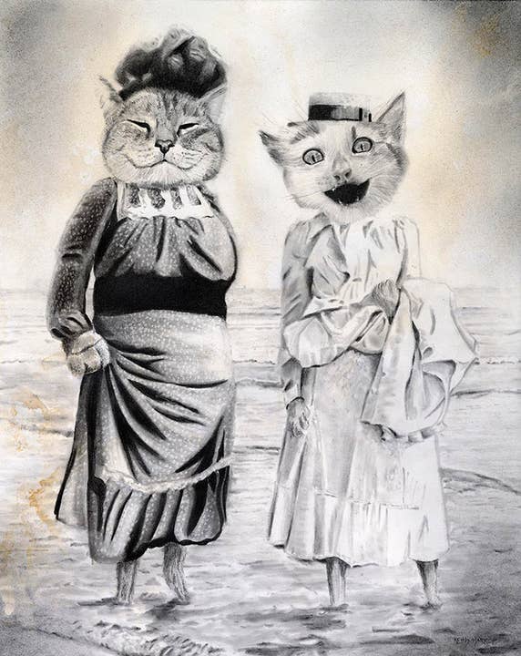 Keith Harrop - Pencil Art - Wholesale Ansichtkaartset - 10 verschillende ansichtkaarten. Set #3 Victoriaanse vintage dierenkunst1