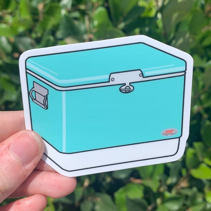 Vintage Hard Side Ice Chest Sticker/Magnet - Turquoise Blue for wholesale by Extremely Retro